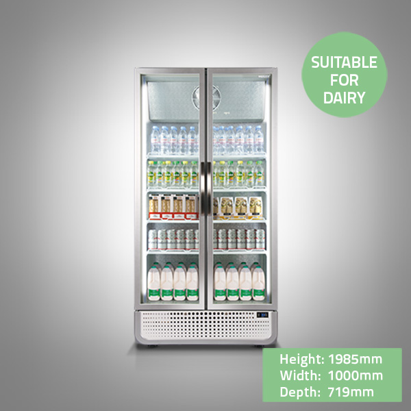 Display Fridge 1m wide Double Glass Doors Husky Commercial