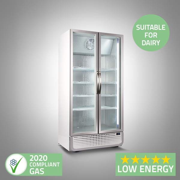 Display Fridge 1m Wide Double Glass Doors Husky Commercial