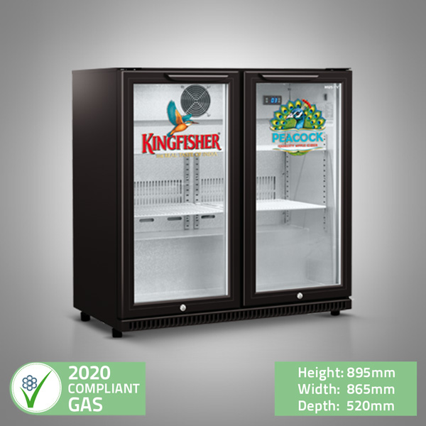 C2H-865-BK-PCK-UK-HU_3 Peacock Double Door Bar Fridge - Hinged